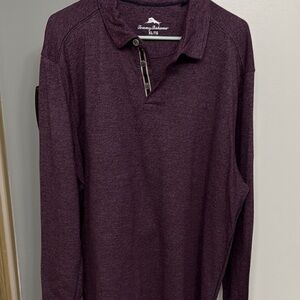 Tommy Bahama Maroon Long Sleeve Polo